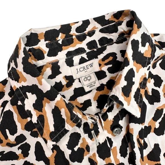 J. Crew leopard print tie-waist shirt dress pockets long sleeve buttons collar 2 - Picture 3 of 16